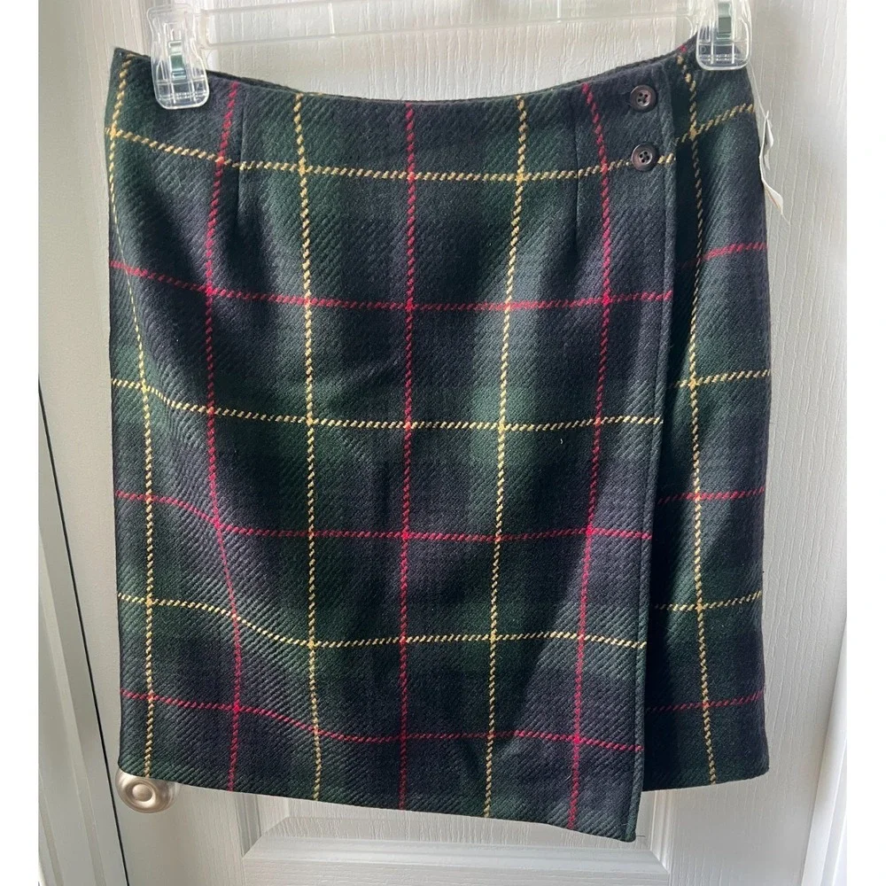 Vintage Talbots Womens Skirt Tartan Plaid‎ 100% Wool Pencil Size 10P NEW